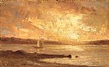 Edward Mitchell Bannister Canvas Paintings - Boat on Sea